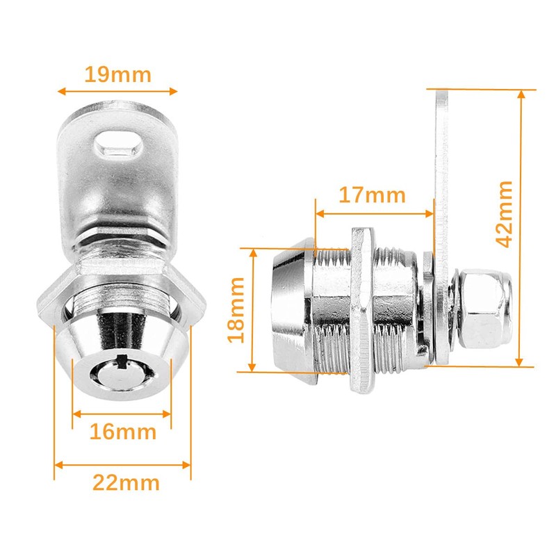 Thread Tubular Cam Lock 16mm Zinc Alloy Security Mailbox Lock