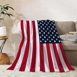 YeeJu American Flag Large Throw Blanket Patriotic 4th of July Memorial Day Fourth of July Throw Blanket for Couch Bed Soft Fleece Blankets Stars and Stripes Red White Blue Veteran Blanket 50x70