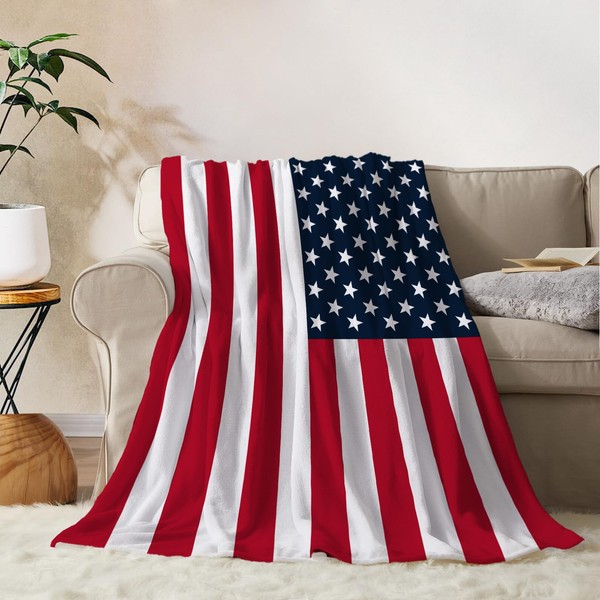 YeeJu American Flag Large Throw Blanket Patriotic 4th of July