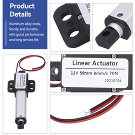 Mini Electric Linear Actuator, Mini Electric Linear Motion Actuator, 50 mm Linear Actuator, 50 mm - 8 mm/s-70N 12 V DC Mini Electric Linear Technology Actuators Motor Internal Limit Switch