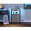 End Table with 3 Drawers, Night Stand with Charger Station