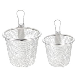 Unomor 2pcs Stainless Steel Colander Fondusimo Kitchen Colander Pasta Strainer Spatula Puisette Pot Silver