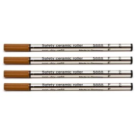 Schmidt 5888 Writing Fine Tip Point (0.6mm) Black Ink Metal Tube Stainless Steel Tip Safety Ceramic Roller Ball Refill - 4 Pack