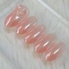 Pink Ribbon Glazed Handmade Nail Tips - Short Oval /