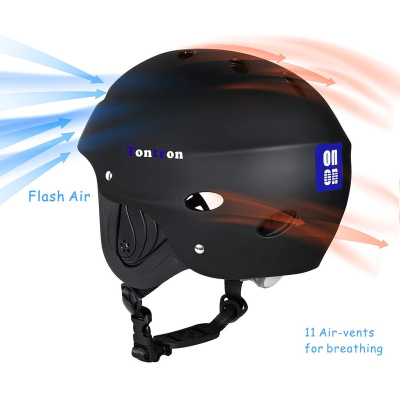 Tontron Classic Wakeboard Kajak Kite Surf Wassersporthelm (Schwarz, Large)