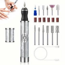 Electric Nail File, Human Nail Sharpener, Nail Grinder, 4 Speeds, For Thick Feet Nails, Nail Polishing, Nursing, Stripping, Polishing and Shaping Edges (Grey)