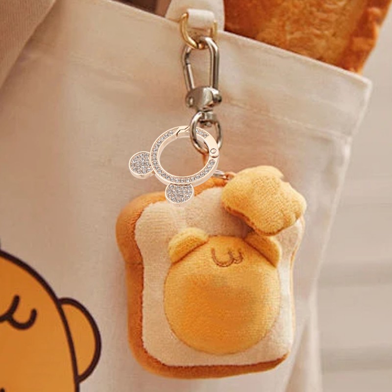 10pcs Rhinestone Spring O Rings Cute Bear Head Zinc Alloy