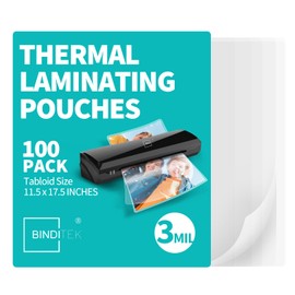Binditek 100 Pack 3 Mil Thermal Laminating Pouches, 11.5x17.5 Inches Laminating Sheets, for Tabloid Size, Ultra Clear, Glossy, Hold 11x17 Inches, Heat Seal, School Office Supplies