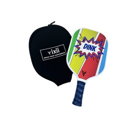 Youth Fiberglass Pickleball Paddles with Cushion Comfort - Dink Design Pickleball Paddle Cushion Grip with Polypropylene Honeycomb Core, Lightweight Kids Paddles with Paddle Cover