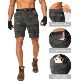G Gradual Men's Hiking Cargo Shorts Stretch Quick Dry Outdoor Tactical Shorts for Men with Multi Pocket for Fishing Casual(Green Camo,XL)