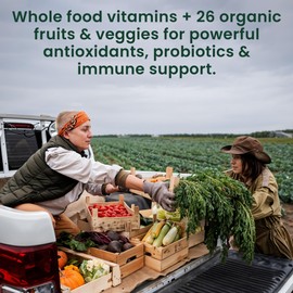 OPTIVIDA Organic Whole Food Multivitamin for Men & Women (1 Month Supply) with Probiotics & Antioxidant Blends | Daily Plant Based Multivitamins | Non-GMO, Whole Food Womens Multivitamin