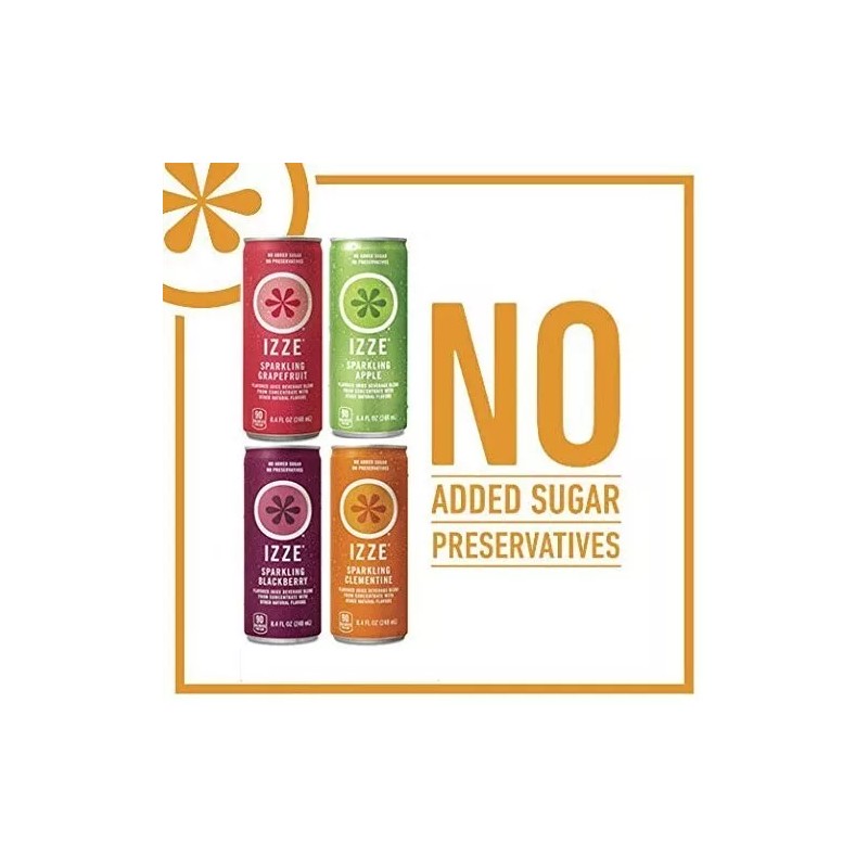 Izze Sparkling Juice, 4 Flavor Variety Pack, 8.4 Fl Oz
