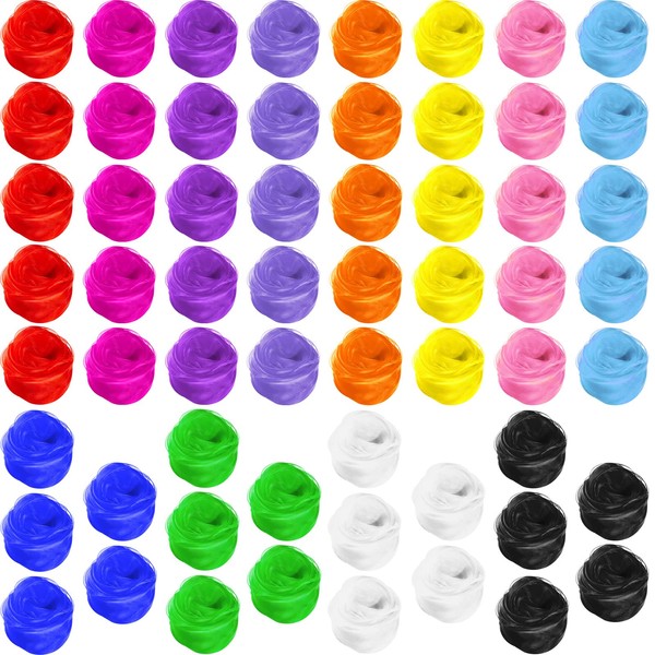 Zhanmai 60 Pieces Juggling Scarf Square Dance Scarves Props Silky