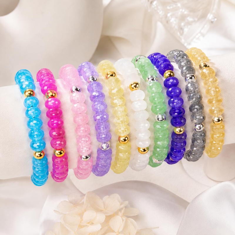Rondelle Glass Beads for Jewelry Making with Organizer Box
