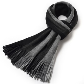 Men's Scarf Soft Wool Warm Knitted Scarf For Men Thick Striped Cashmere Men Scarves For Winter