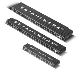 STAHLWERK Ruler Set of 3 1 | 2 | 3 Metres Precise Plastic Folding Ruler | Measuring Tape | Measuring Tape | Meter Measure with Easy-to-Read Metric Numbers