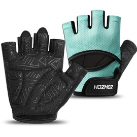 HOZMOZ Ventilated Gym Gloves, Thick Padded Fitness Workout Gloves for Men Women Weight Lifting, Full Palm Protection with Enhanced Grip and Shock Absorption