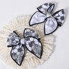 Black White Soccer Hair Bows for Girls, 4" Mesh Tulle