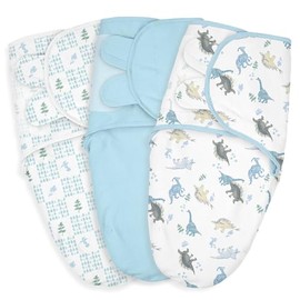Baby Swaddle Sleep Sack 3 Pack, Organic Cotton Newborn Swaddle Wraps for 0-3 Months, Adjustable Wings, Breathable Soft Swaddling Blankets for Infant B