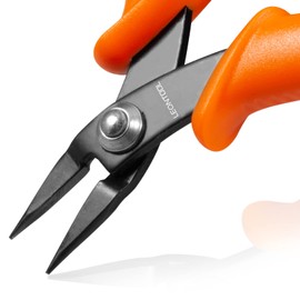 LEONTOOL Flat Pincers, No Knurled, Flat Pliers, Flat Pliers, Fine Point, Precision Work, Lightweight, Small, Micro Spring Included, Compact, For Pins/Round Cans, Crafting, Beading, Accessories, Strap