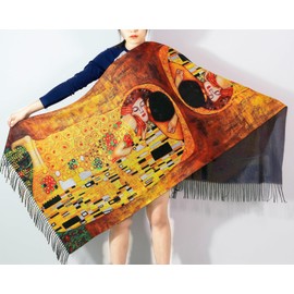 Wander Agio Fashion Painting Scarf for Women Long Shawl Large Warm Scarves Cashmere Feel Retro Art Printing Smooch 31