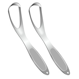 2PCs Medical Grade Tongue Scraper by Vastmed | Stainless Steel Tongue Cleaner, Metal Tongue Scraper with Travel Bag | Tongue Scrubber for Bad Breath, Boost Oral Hygiene
