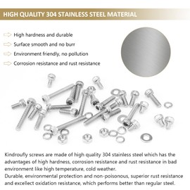 Kindroufly 562 Pieces M3 x 4/6 /8/10 /12/16 /20mm Hex Socket Head Cap Screws Nuts Washers Assortment Kit, 304 Stainless Steel, Fully Machine Thread