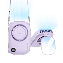 Gaiatop Mini Neck Fan, Rechargeable Handheld Desk Use, LED Power Display 3 Speed 360°Rotate Mirror for Lash Makeup, Cute Camera Design Small Portable USB Fans Personal Cooling Travel Essentials