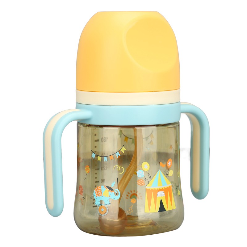 Wide Neck Sippy Straw Bottle Spill Proof Easy Grip Training