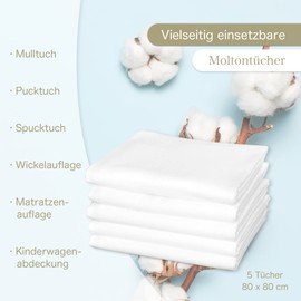 Molton Towel, 100% Cotton, Produced in accordance with the Ökotex 100 Standards - 80 x 80 cm, Pack of 5