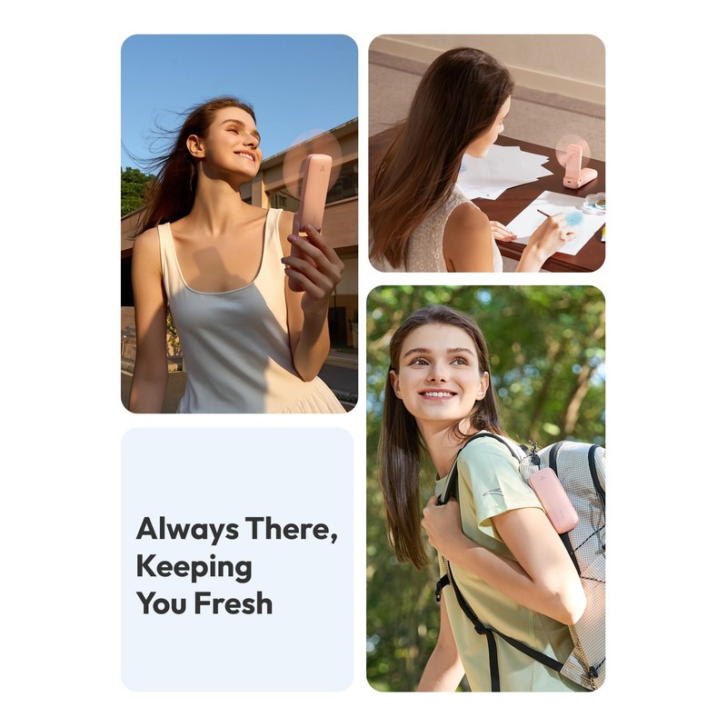 Aecooly Slim Portable Fan with Mirror, Thin Handheld Fan, USB