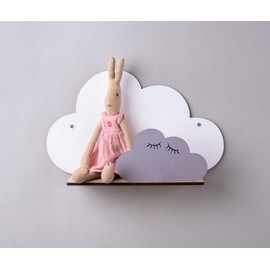 Rayher Wooden Construction Kit Shelving Cloud, FSC Mix Credit, Natural, 35 x 10 x 21 cm, 5-Piece Kit, Children's Shelf, Made of Wood, for Painting, 62975505