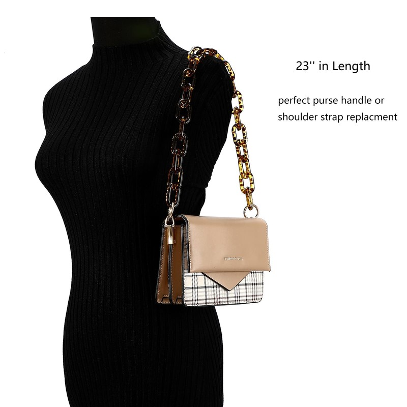 Xiazw 58 cm Adjustable Acrylic Chain Bag Chain Purse Strap