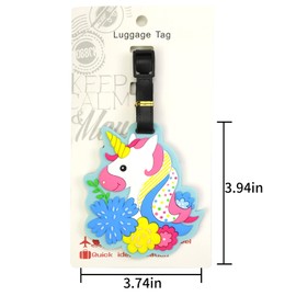 Unicorn Luggage Tag - Colorful Luggage Tag for Travel Women,Funny Blue Kids Backpack Suitcase Tag Cute Clear,Name ID Identifier Durable