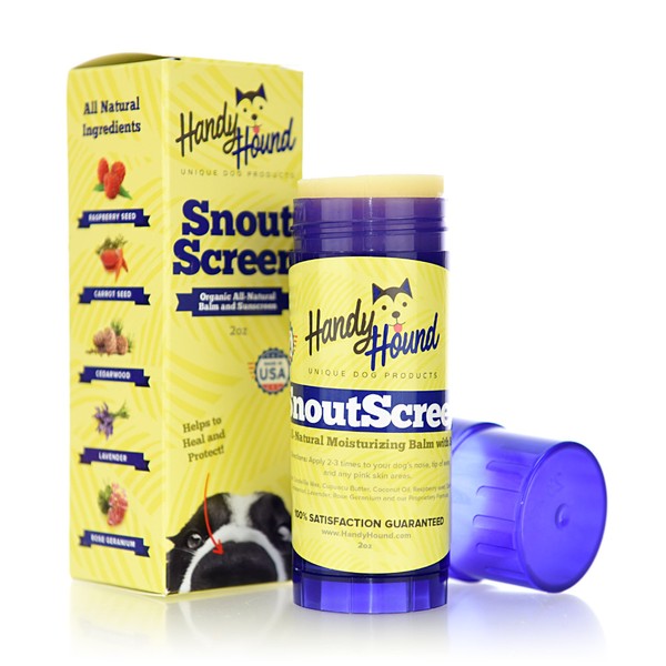 Handy Hound SnoutScreen - All-Natural Organic Vet-Recommended Dog Nose balm and Paw Balm with Natural Sunscreen - Made in the USA Protect Your Dog from Harmful UVA/UVB Rays - 2 oz