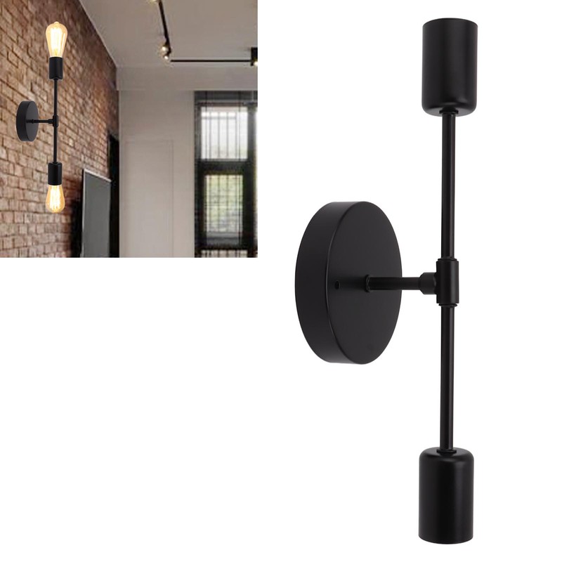 E27 E26 Double Wall Light Base Iron 85‑265V Black Modern
