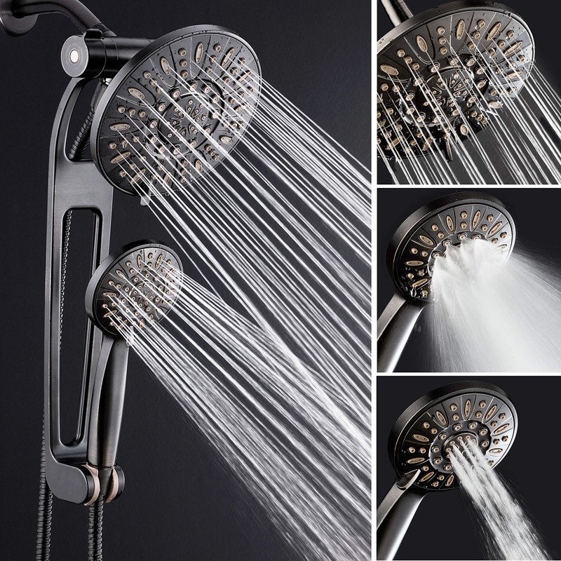 AQUABAR High-Pressure 48-mode 3-way Shower Spa Combo with Adjustable 18"