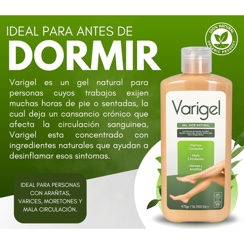Varigel 475gr – Gel para piernas Cansadas e Hinchazón |
