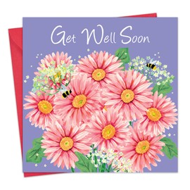 Twizler Get Well Soon Card - Gerberas Floral - Womens Get Well Card for Her Female Adult