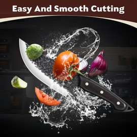 TAN REN Hand Forged Japan Knife, Full Tang Viking knife, Meat Cleaver Boning Knife for Meat Cutting