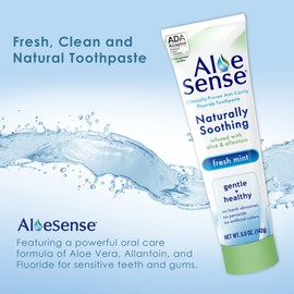 AloeSense Naturally Soothing Toothpaste for Sensitive Teeth and Gum Care with Aloe Vera, Allantoin & Fresh Mint Flavor, Gentle & Natural, ADA Approved (5-oz, 6 Count)