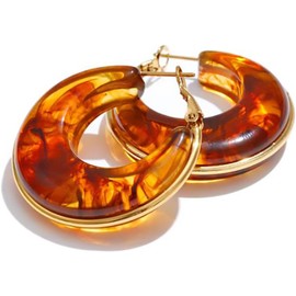 MADIOLA Aretes de aro de resina chapado en oro de 14K, arracadas, aretes de acrlico, joyera clsica de moda, regalo toda ocasin