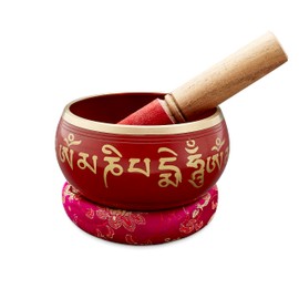 Sarveda Tibetan Singing Bowl Set | Sacred Mantra Bowls | (Red 4 Inches)