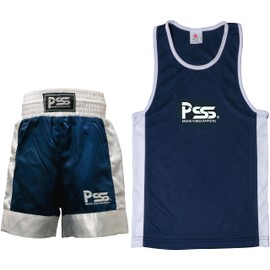 PSS Boxing Shorts + Tank Top Boxing Set Children 3 to 14 Years Boxing Suit Kick Boxing Kickboxing Muay Thai Black Red Blue Navy Bordeaux Grey 3 4 5 6 7 8 9 10 11 12 13 14 Years, navy