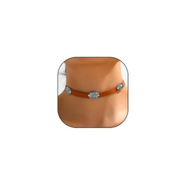 Rrdaily Silver Plated Bohemian Turquoise Choker Necklace for Women,Retro Western Wide Leather Adjustable Necklace,Unique Beach Holiday Jewelry Gifts (Brown)