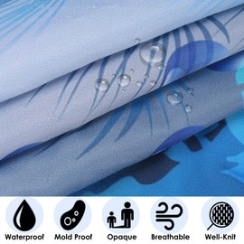 WOWTOY Shower Curtain with 12 Hooks, Waterproof Polyester Fabric Bathroom Bathtub Shower Curtain Liner, Weighted Hem, Washable, Quick Dry (180 x 200cm, Ocean 04)