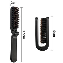 Travel Folding Boar Bristle Brush - Collapsible Anti-Static Pocket Hair Styling Tool for Women and Men