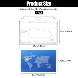 Pack of 4 ID Card Holders, Transparent ID Holder, Card Holder Made of Hard Plastic, Transparent Credit Card Holder, Suitable for Business Cards, Credit Cards (Transparent)