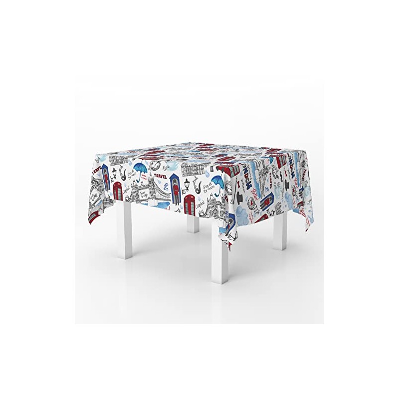 Xtremepads London Landmark Symbols Pattern Pattern - Square Linen Tablecloth,