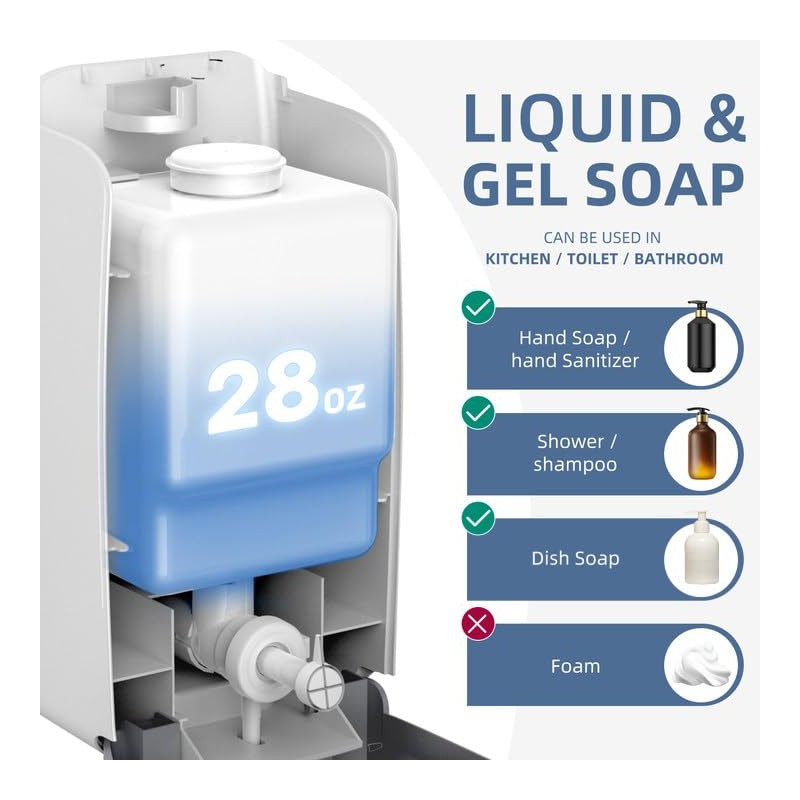 interhasa! Soap Dispenser Wall Mount Refillable 28oz Hand Sanitizer Dispenser